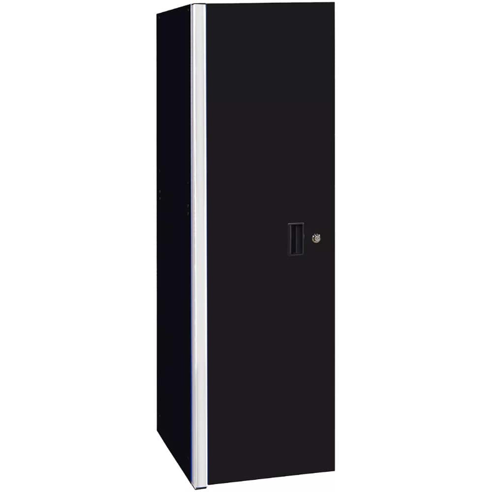 Black Extreme Tools 19 RX Series 3 Drawer Side Cabinet With A Chrome Accent Strip Along The Left Edge Of The Door And A Lockable Handle In The Center