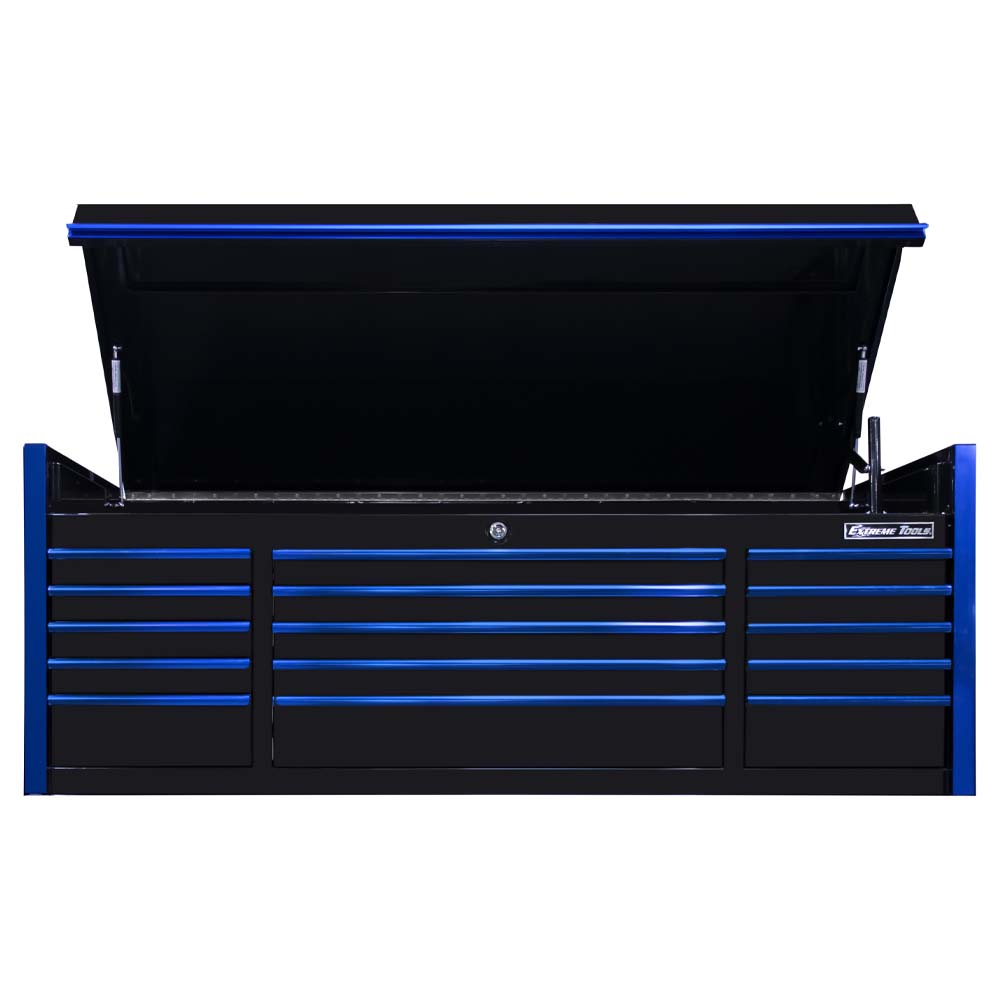 Black Extreme Tools 72 Inch 15 Drawer Triple Bank Top Chest