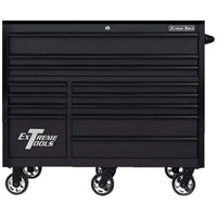 Black Extreme Tools RX Series 55 With Multiple Black Handled Drawers Featuring The Extreme Tools Logo On The Front And Mounted On Caster Wheels