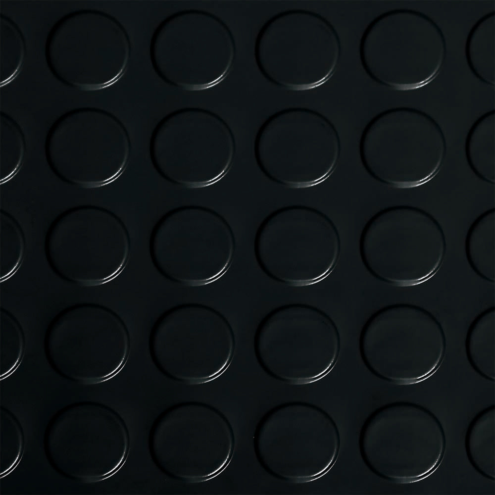Black G-Floor Coin Roll Flooring Displays A Uniform Grid Of Raised Glossy Circular Discs