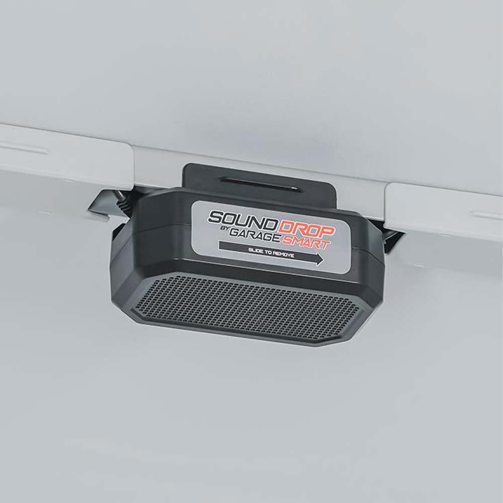Black Garage Speaker Sound Drop Securely Mounted To A Ceiling