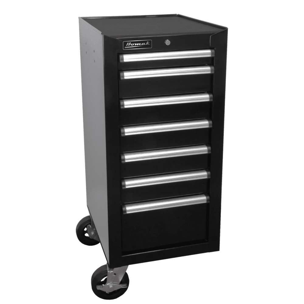 Black Homak 18 H2Pro Side Cabinet With Seven Drawers On Caster Wheels