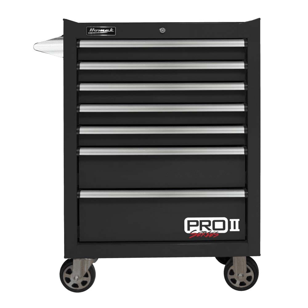 Black Homak 27 Pro II Roller Cabinet With Drawers And Mounted On Wheels