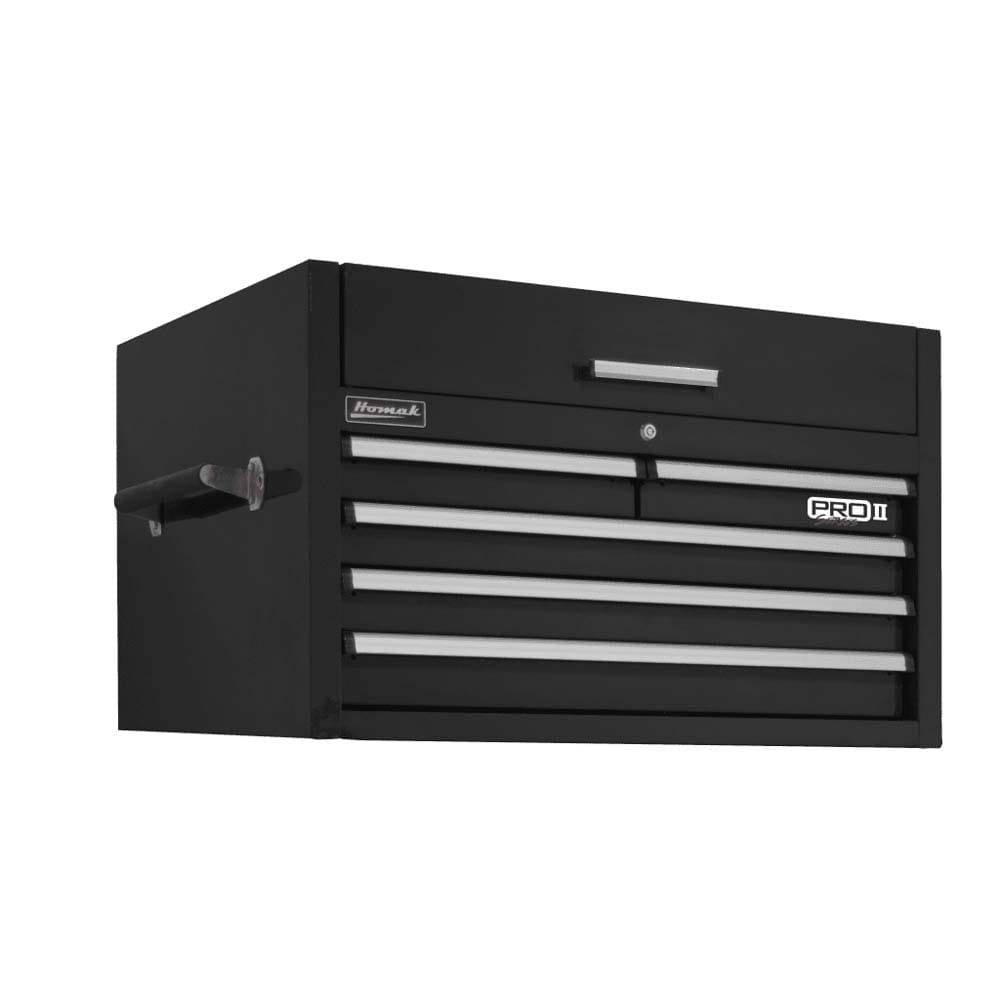 Black Homak 36 5-Drawer Top Chest With Top Compartment And The Pro II Branding