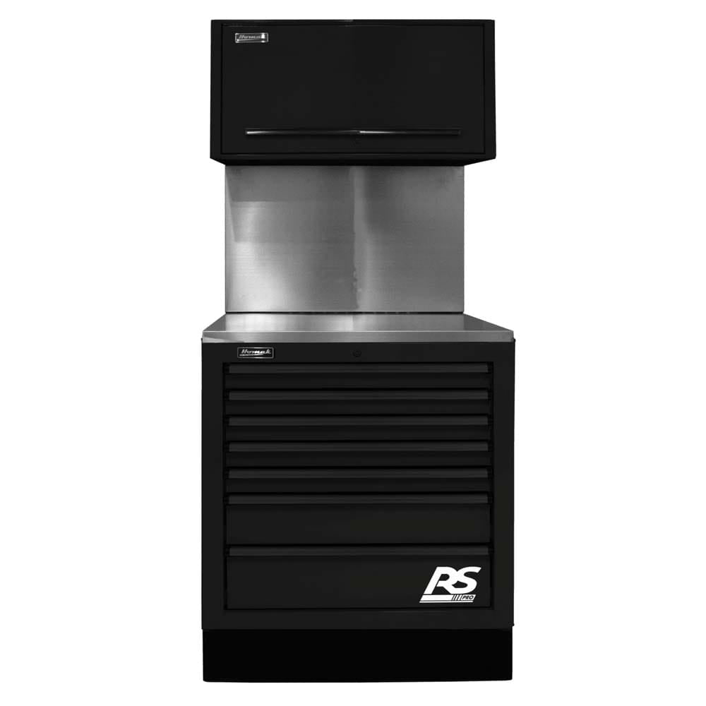 Black Homak 36 CTS Combo With Multiple Drawers And A Stainless Steel Top Surface