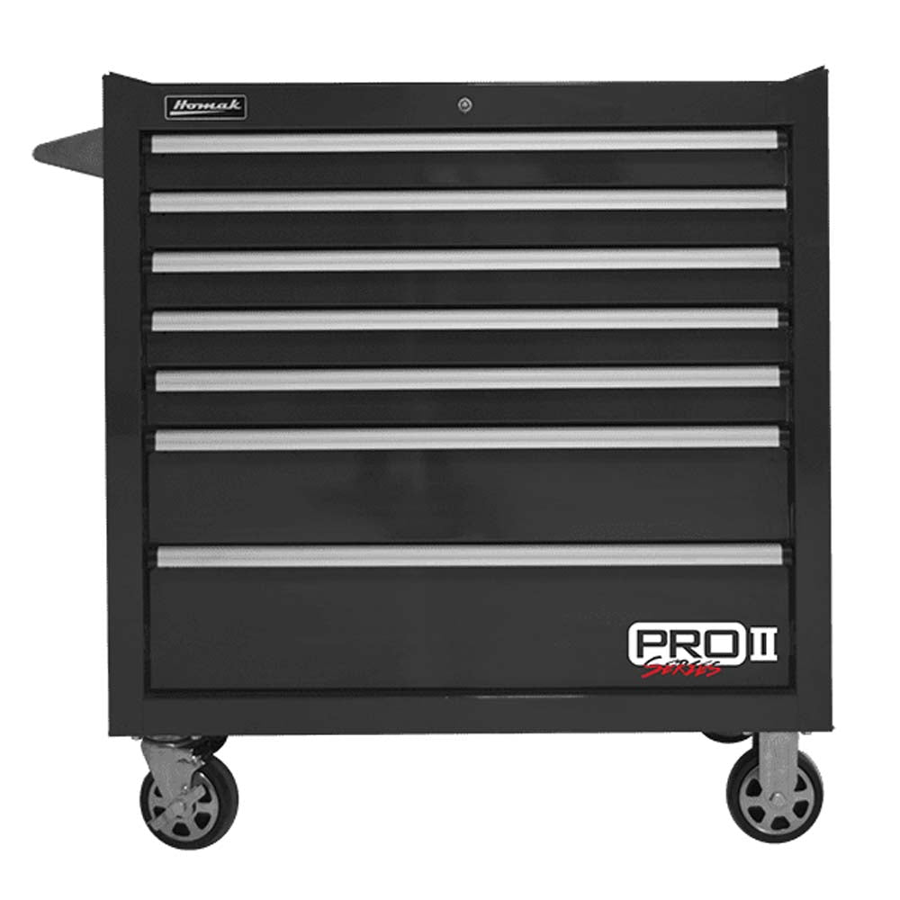 Black Homak 36 Roller Cabinet With Drawers On Casters Featuring Metal Drawer Pulls