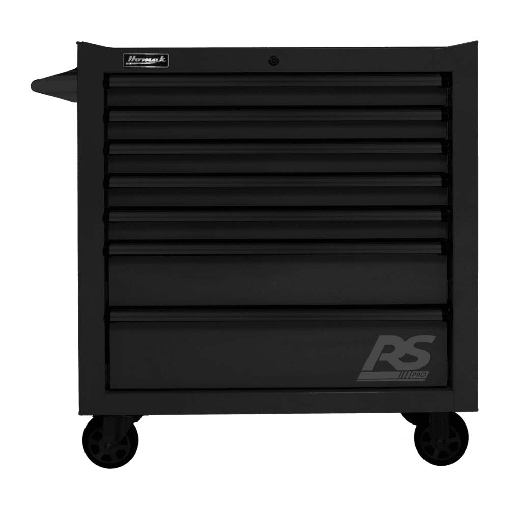Black Homak 36 Roller Cabinet With Multiple Drawers And Wheels