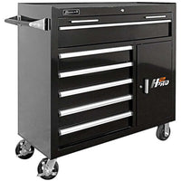 Black Homak 41 6-Drawer Roller Cabinet With A Side Cabinet And Caster Wheels