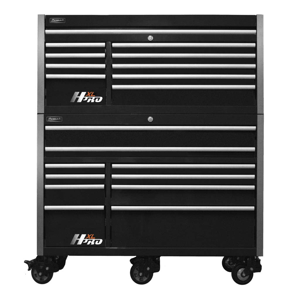 Black Homak 60 Big Dawg HXL Roller Cabinet With Multiple Drawers, Featuring A Sturdy Design With Casters
