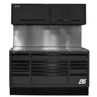 Black Homak 72 CTS Set Toolbox With Upper Storage Cabinets And A Solid Metal Back Panel