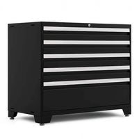 Black Metal Storage Cabinet With Five Drawers And Adjustable Feet