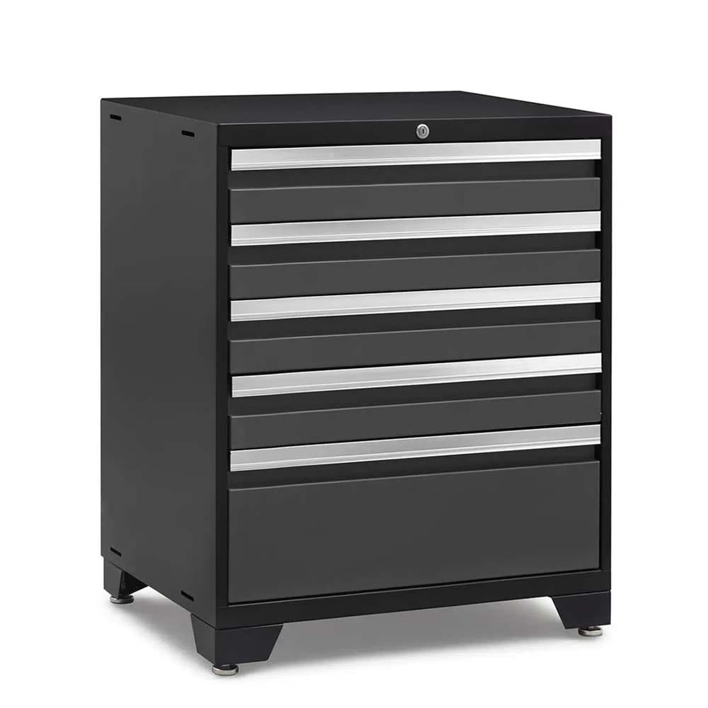 Black Metal Tool Cabinet With Six Shallow Drawers And One Deep Drawer