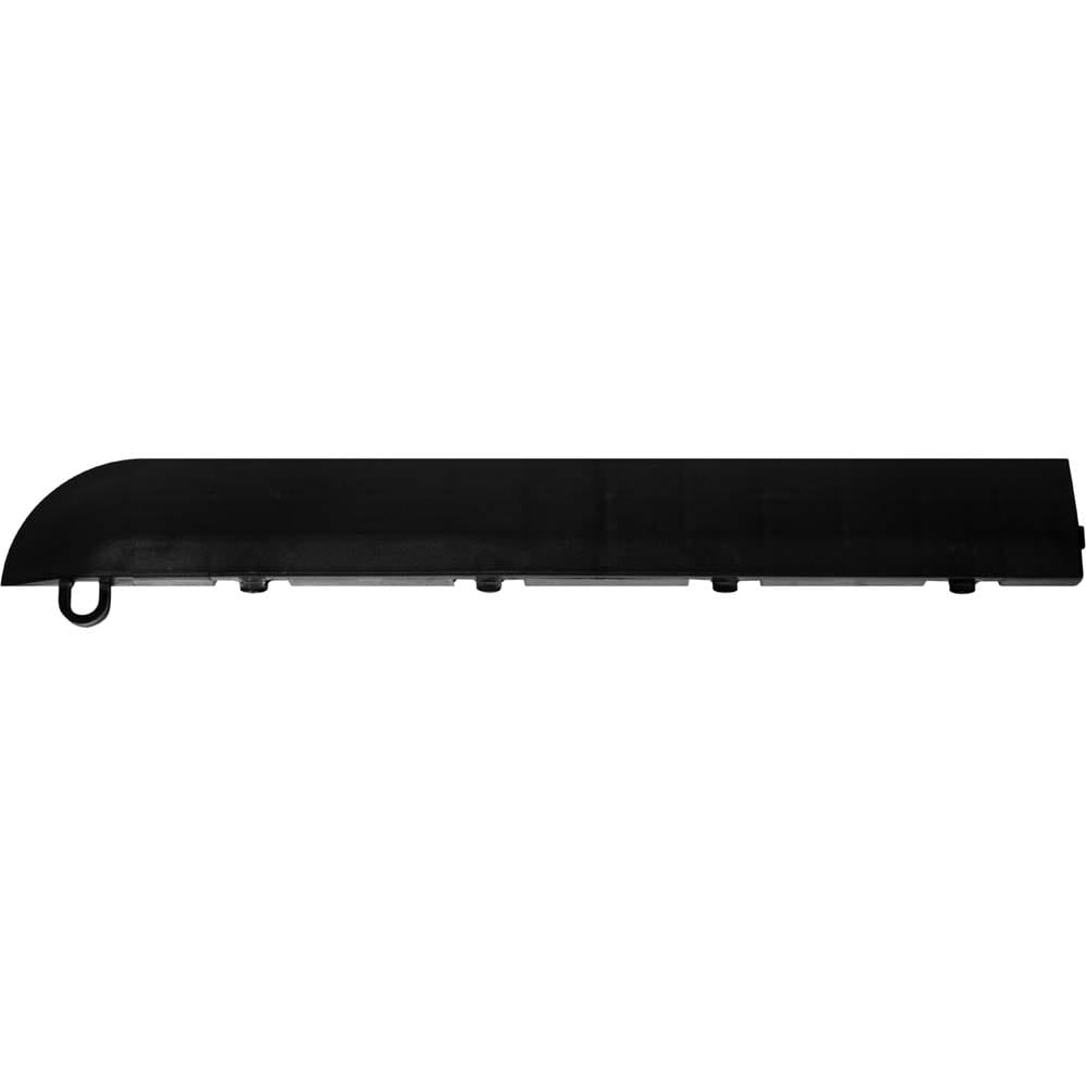 Black Race Deck Garage Flooring Corner With A Rectangular Shape A Curved Profile On One End And Several Small Holes Along Its Length