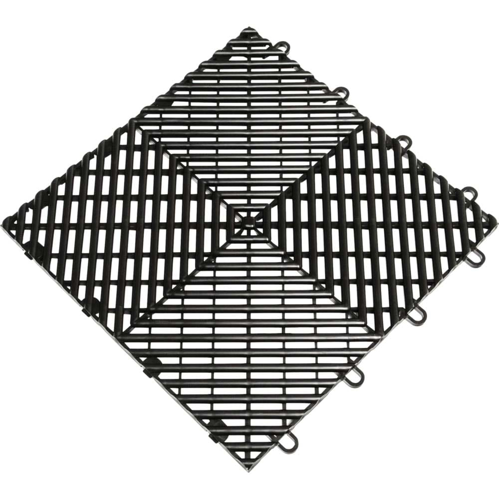 Black Racedeck Freeflow Flooring With A Geometric Pattern Of Parallel And Intersecting Lines