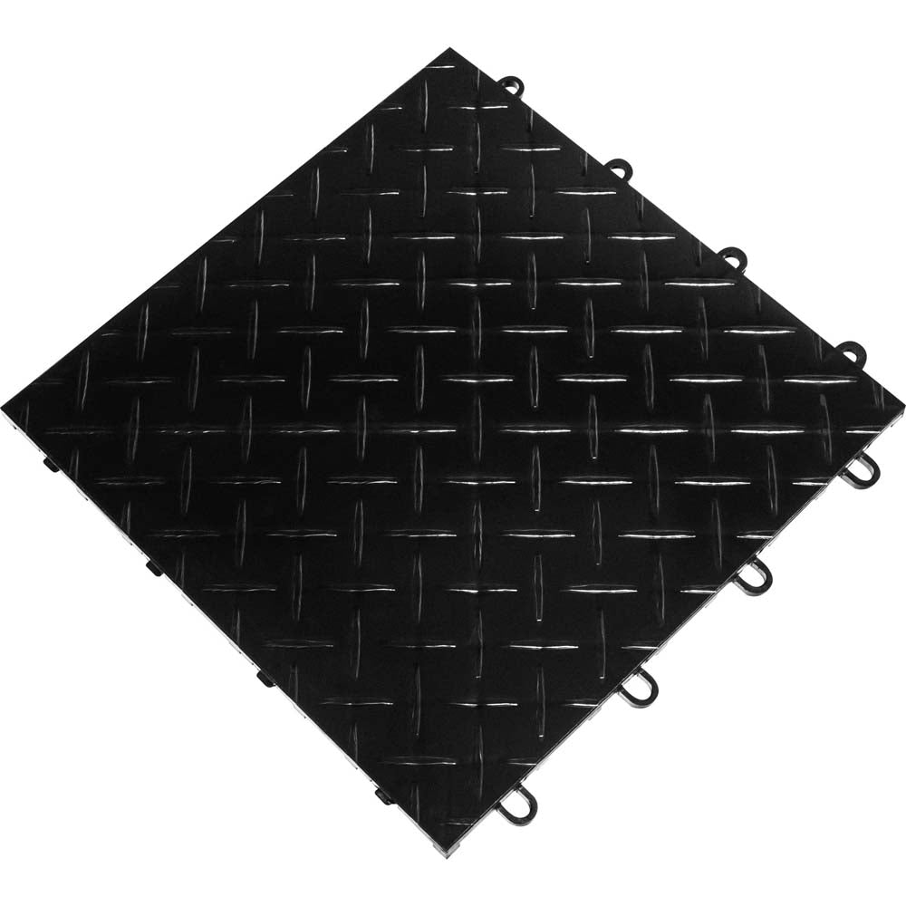 Black Racedeck Garage Diamond Flooring With A Diamond Plate Pattern Featuring A Durable Matte Finish
