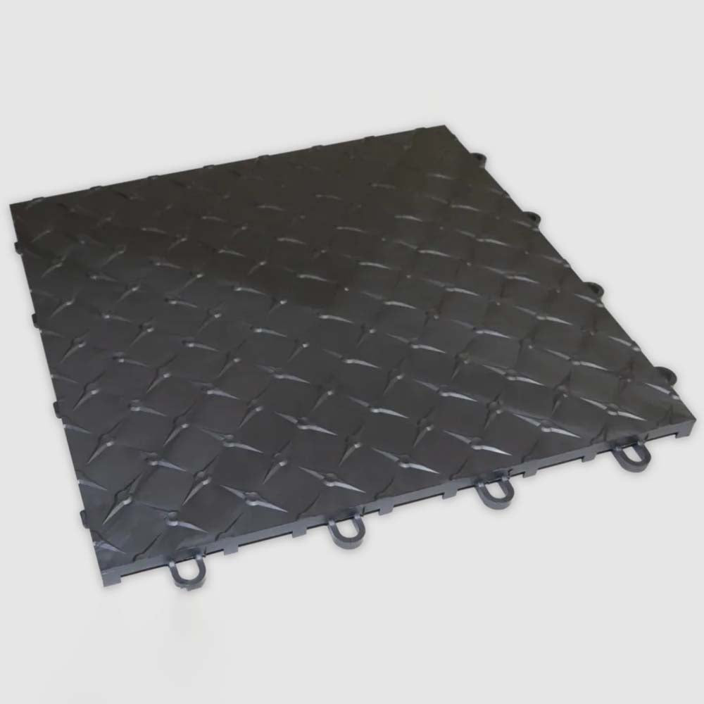 Black Racedeck Max With A Diamond Shaped Textured Pattern And Interlocking Edges