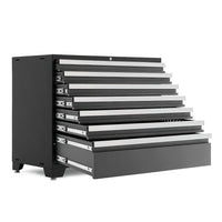 Black Tool Cabinet With All Drawers Extended Showing Full Extension Slides
