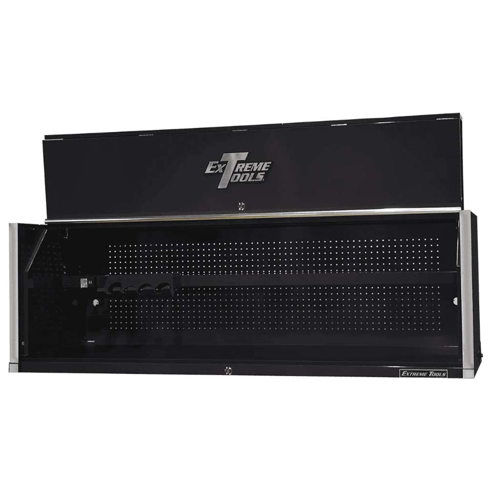 Black Top Extreme Tools 72 Inch Tool Box Hutch With A Pegboard Back Panel And A Tool Organizer Inside