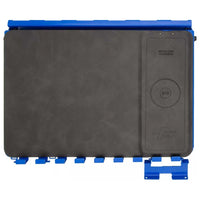 Black Wireless Charging Pad With The Extreme Tools Logo On The Bottom Right Corner And Blue Trim On The Top And Bottom Edges