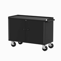 Black Workbench 48 Inch By Valley Craft With Two Doors And A Handle On One Side