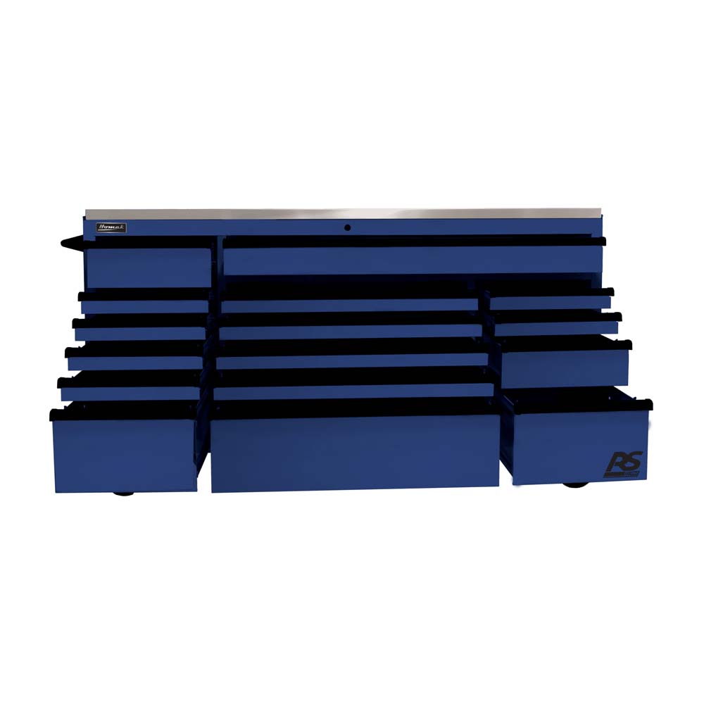 Blue And Black Homak 72 RS Pro Roller Cabinet With Multiple Drawers And Compartments