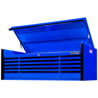 Blue Extreme Tools 72 Inch 15 Drawer Triple Bank Top Chest With Black Handles