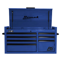 Blue Homak 41 7-Drawer Top Chest And An Open Top Lid