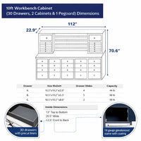 Blueprint Style Dimension Sheet Shows A 10 Foot Workbench Cabinet With 30 Drawers 2 Cabinet
