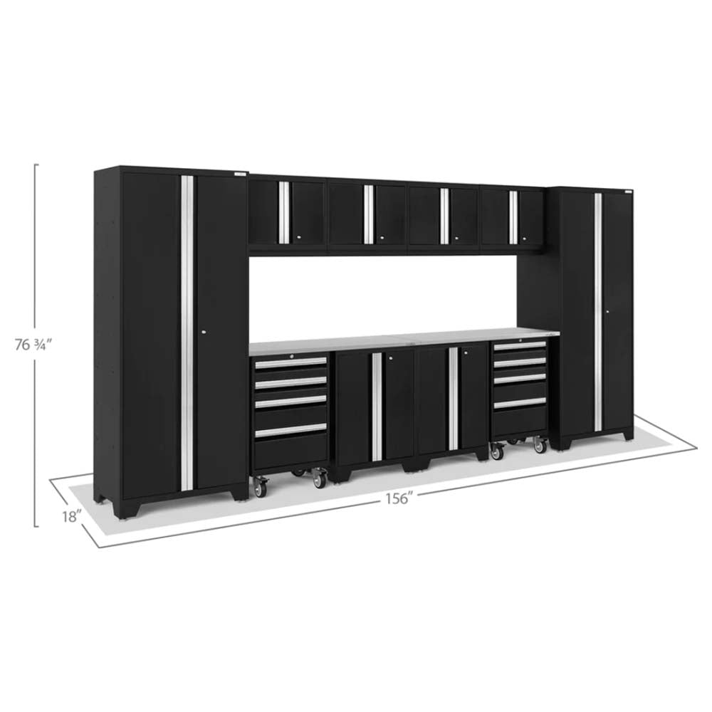 Bold Series 12 Piece Cabinet Set With 2X Lockers By NewAge With Silver Accents