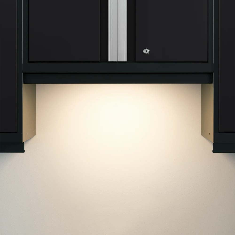 Bold Series 9 Piece Garage Cabinet Set With A Metallic Accent And Under Cabinet Lighting