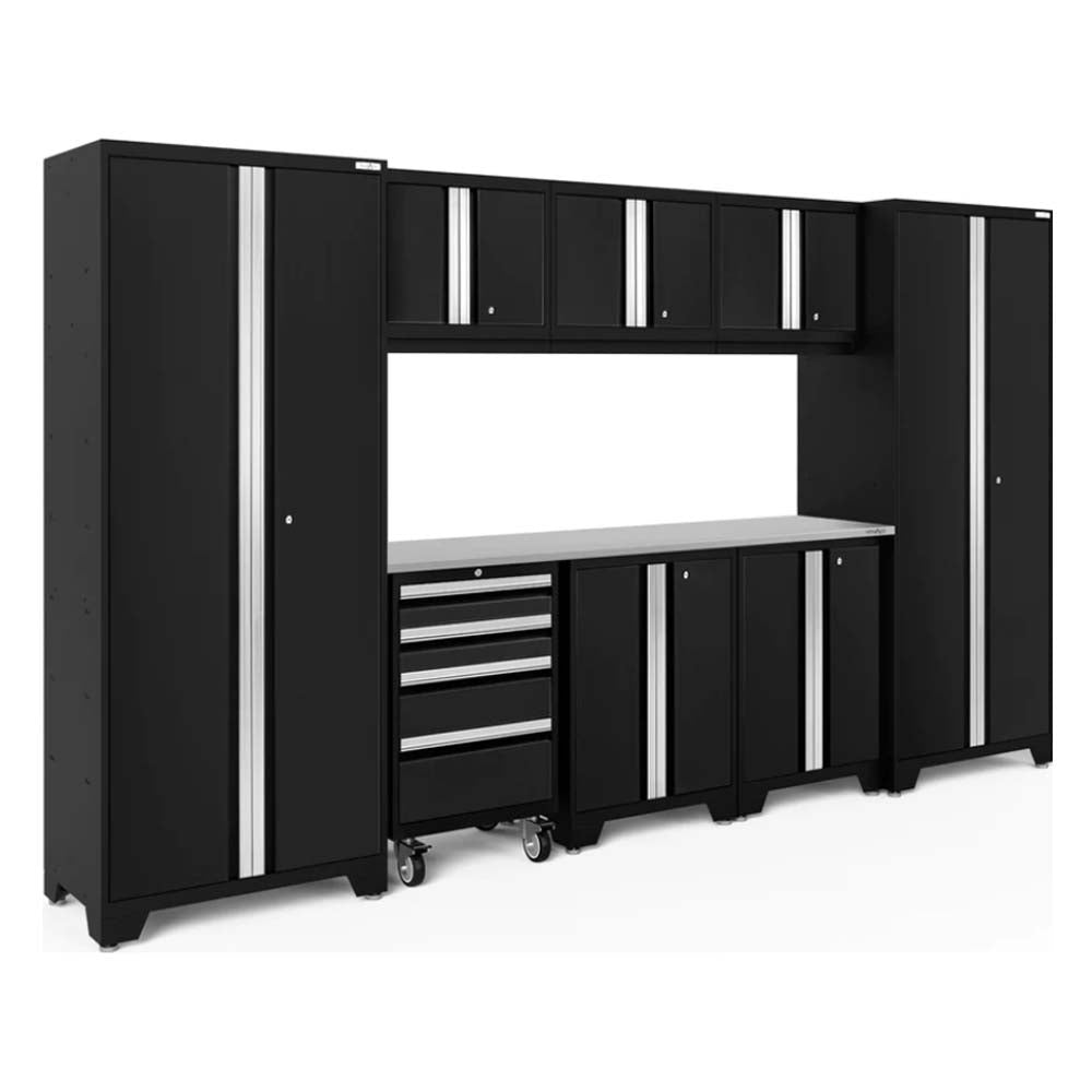 Bold Series 9 Piece Garage Cabinet Set With Multiple Compartments With Two Tall Standing Cabinets