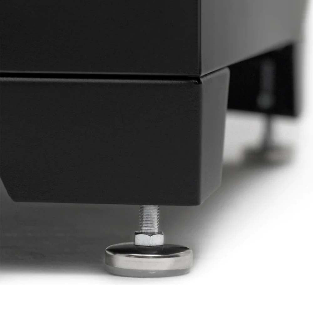 Bottom Corner Of A Black NewAge Bold Series 12 Piece Set With Multi Use Lockers