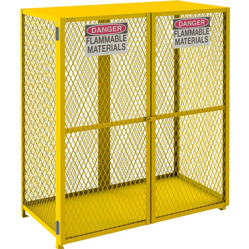 Bright Yellow 18 Capacity Horizontal Cylinder Cabinet Durham With Mesh Walls And Doors