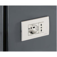 Built In Electrical Outlet Module Integrated Into A Modern Industrial Workstation Panel