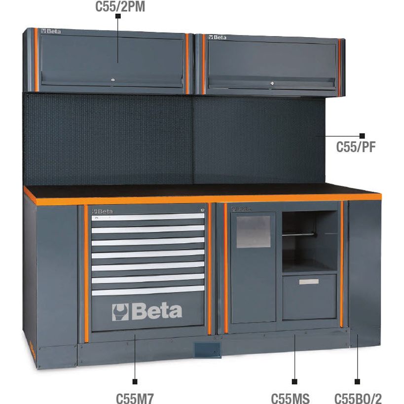 Dim Gray Beta Tools C55PB-Pro/7 Workshop Equipment Combination