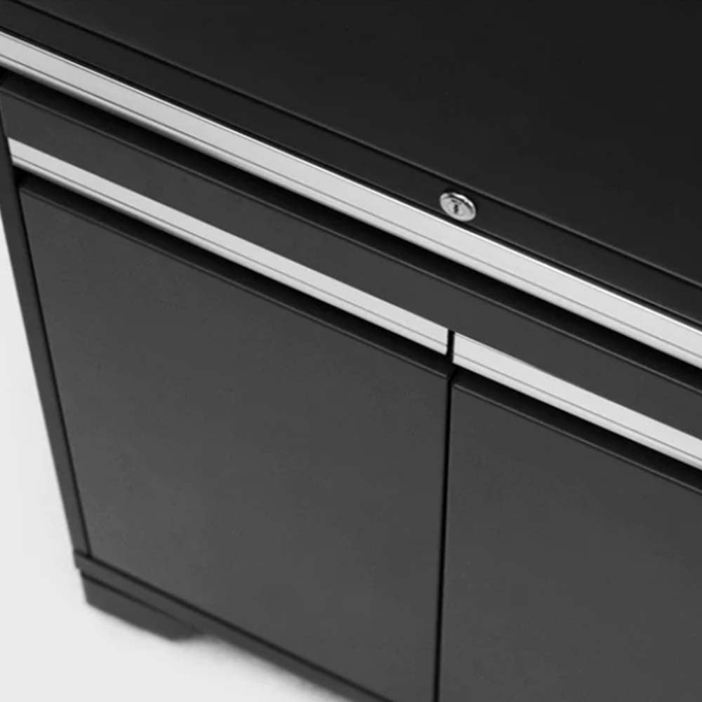 Cabinet Set Pro Series 8 Pieces With 84 In Worktop With A Lock On The Top Drawer And Sleek Silver Handles