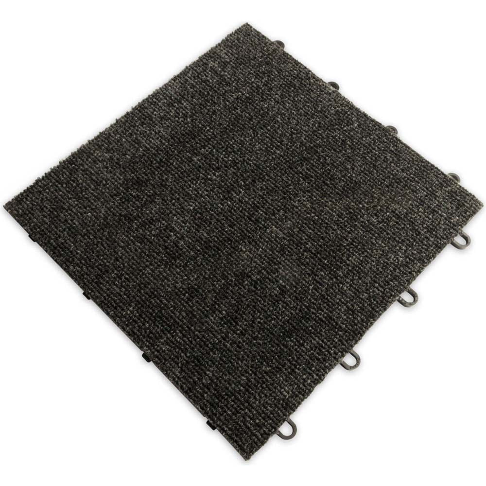 Charcoal Racedeck Snap Carpet Tiles With A Textured Woven Appearance Featuring A Durable Synthetic Material