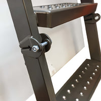 Close-Up Of A Metal Attic Ladder s Hinge Mechanism Highlighting The Joint Where Two Sections Of The Ladder Connect And Pivot