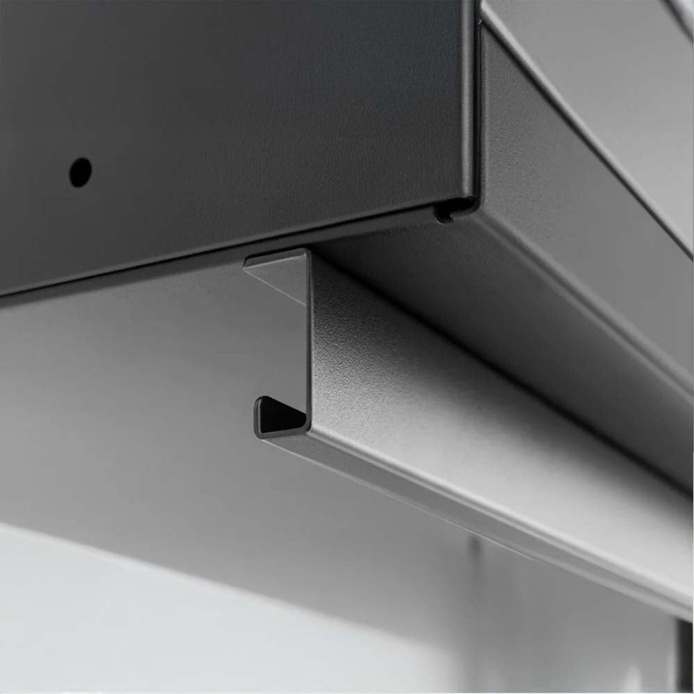 Close-Up Of A Metal Drawer Slide Or Pull-Out Track System Emphasizing The Sturdy Industrial-Grade Construction Of A Cabinet Or Tool Chest Drawer