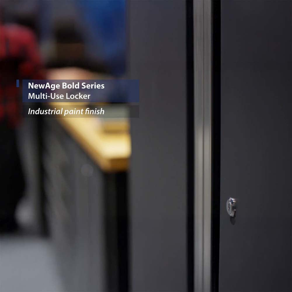 Close-Up View Of A Dark-Colored Locker Door With A Keyhole And A Reflective Vertical Handle