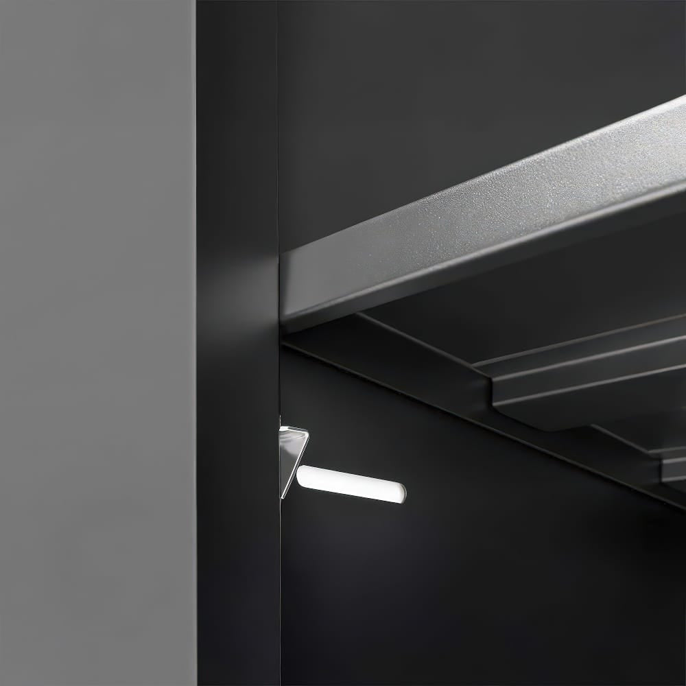 Close-Up View Of A Metal Shelf With A Bracket Support And A Light Reflection