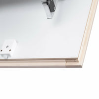 Close-Up View Of A White Attic Hatch Panel With Wooden Frame And Metal Ladder Hinge Hardware