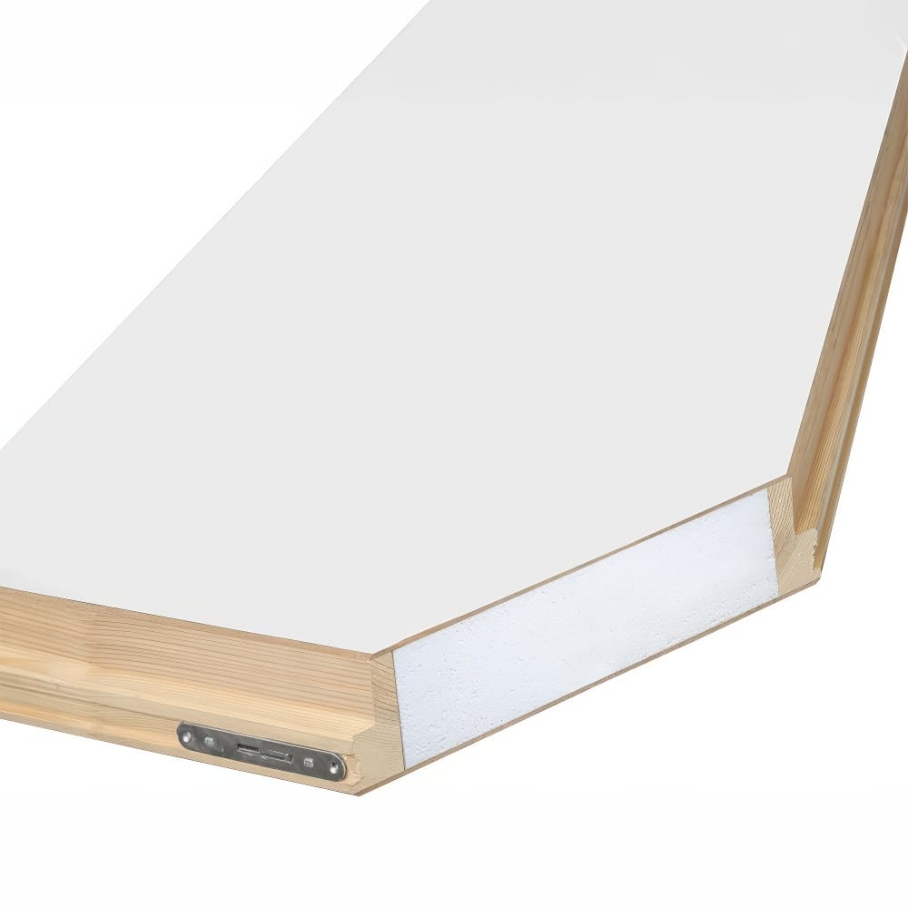 Close-Up View Of An Insulated Attic Ladder Door Panel Showing Its Layered Construction With Wood Framing