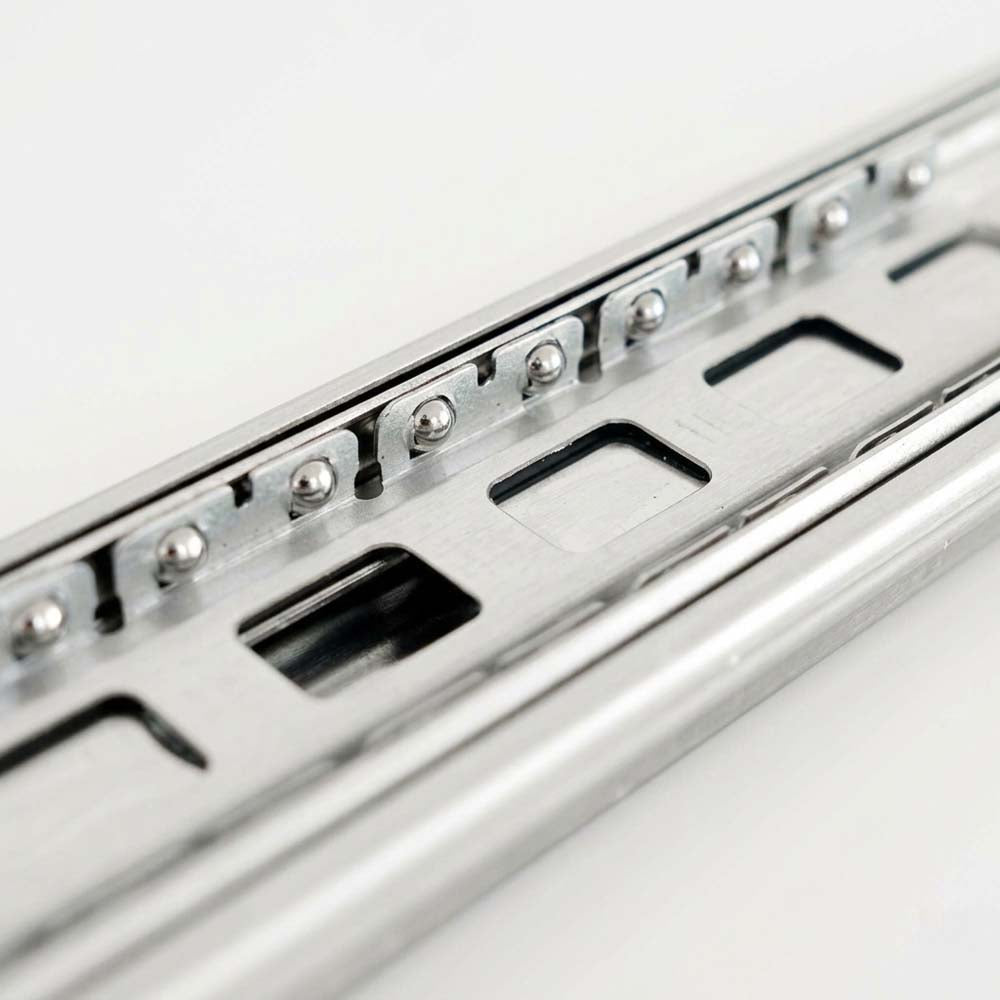 Close Up Of A Silver Ball Bearing Drawer Slide Rail
