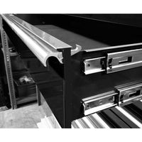 Close Up Of The Side Of A Partially Opened Drawer In A Black Metal Extreme Tools 72 Top Chest Tool Box Highlighting The Drawers Slide Mechanism And Handle Design