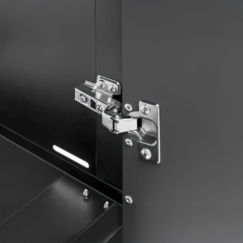 Close Up View Of A Soft Close Hinge Securing A Cabinet Door To Its Frame