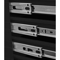 Close Up View Of Top Chest Homak 36 With Various Cutouts And Holes, Mounted On A Black Surface