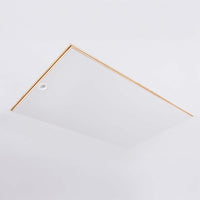 Closed Attic Hatch With A Clean Flush White Panel Bordered By Natural Wood Trim