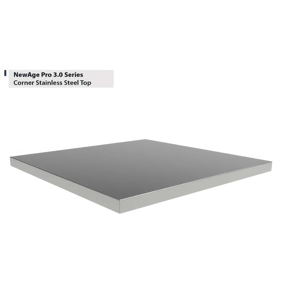 Corner Stainless Steel Worktop Panel From NewAge Pro 3.0 Series Displayed Against A White Backdrop