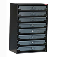 Craftline Slide Storage Rack Cabinet With Eight Gray Drawers Equipped With A Latch